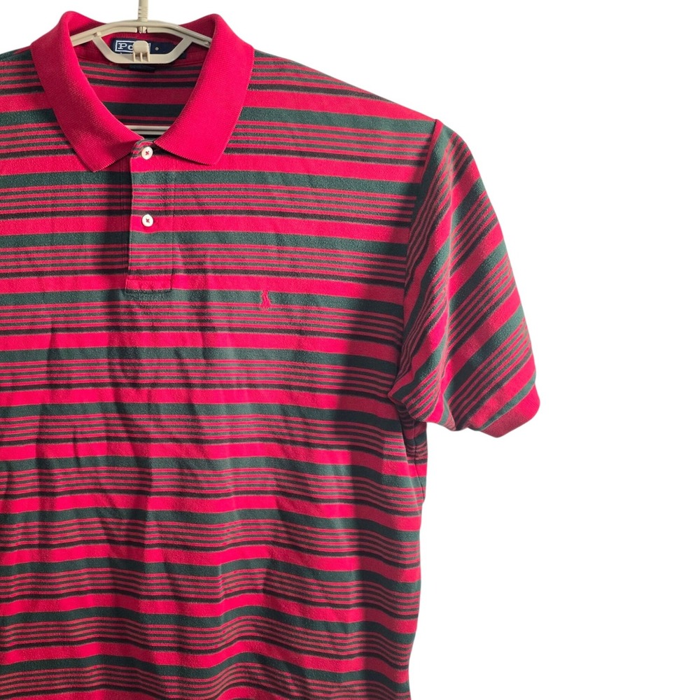 Polo Ralph Lauren Men's XL Striped Polo Shirt Red Green Casual Top